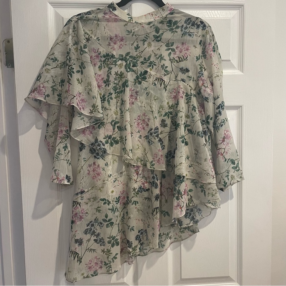 Hemant & Nandita bias cut floral top - sz M